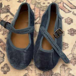 Elegant Navy Velvet Kids Mary Jane Shoes